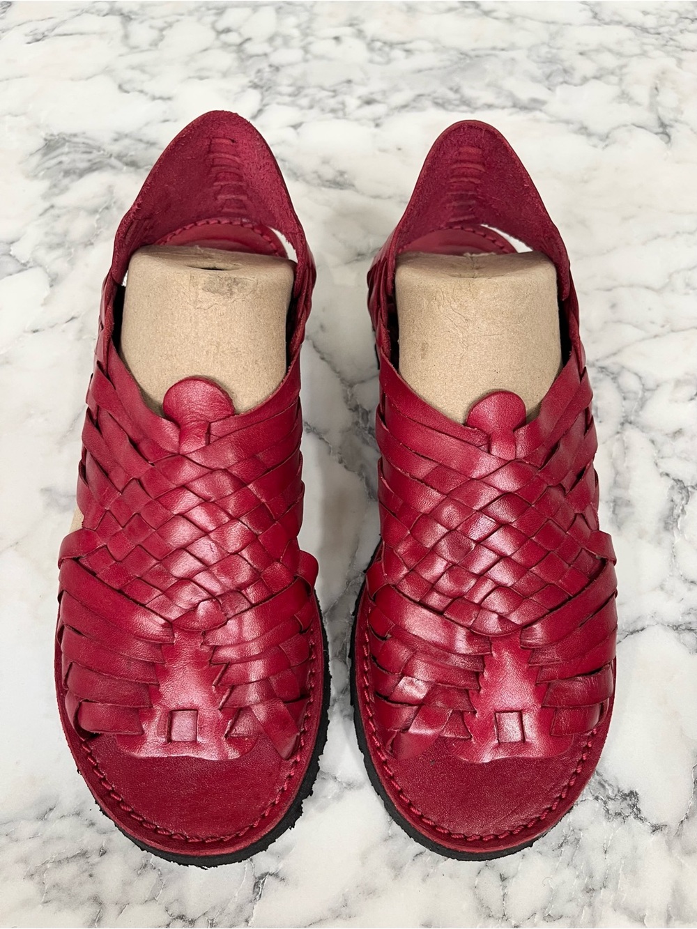 Brand X red leather huaraches sandals made in Mexico open toe woman’s size 8 - Picture 3 of 11